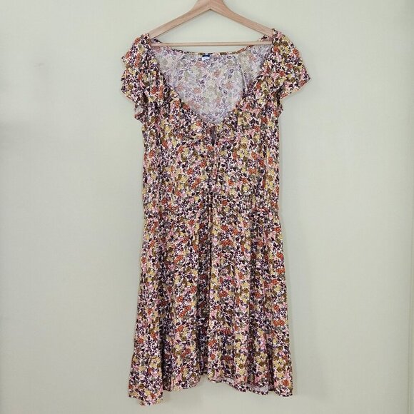 Old Navy Dresses & Skirts - Old Navy Shirt Dress Womens 2X Floral Ruflles Cinched Waist SS Summer Cottage